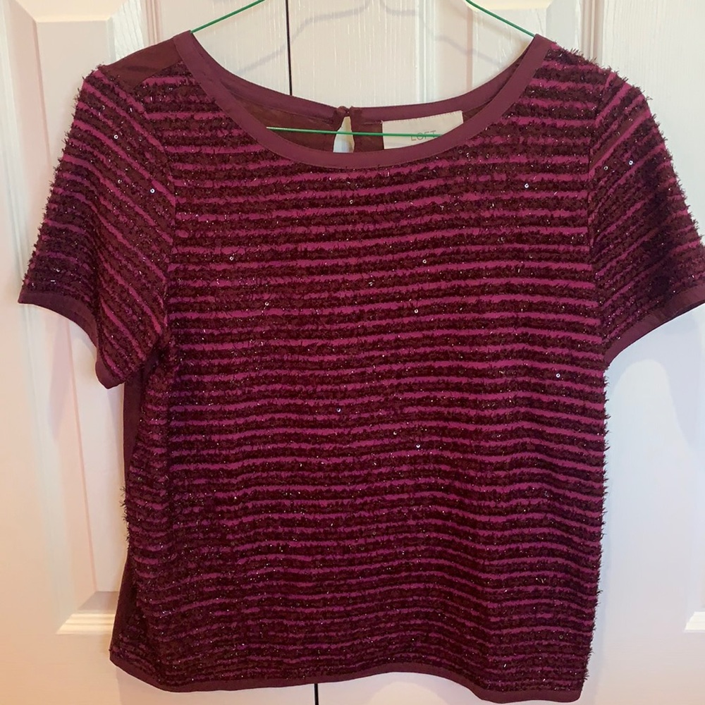 Red shimmery top
